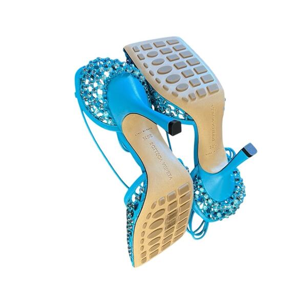 Bottega Veneta Mesh Crystal Embellished Sparkle  Ankle Tie Heels NEW EU 36.5 - Picture 5 of 9